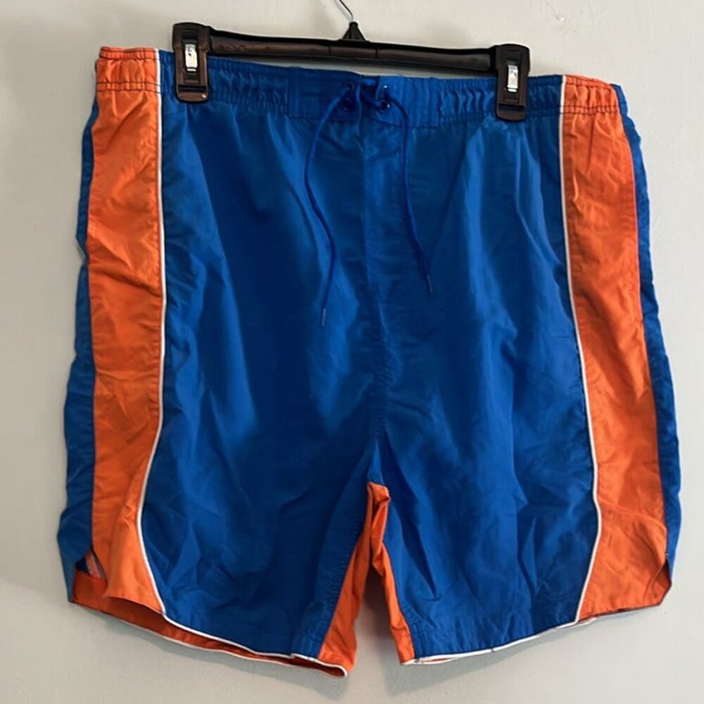 Sand N Sun Men’s Swim Trunks Sz M (32-34) Blue Orange Surfer Father's‎ Day   ***